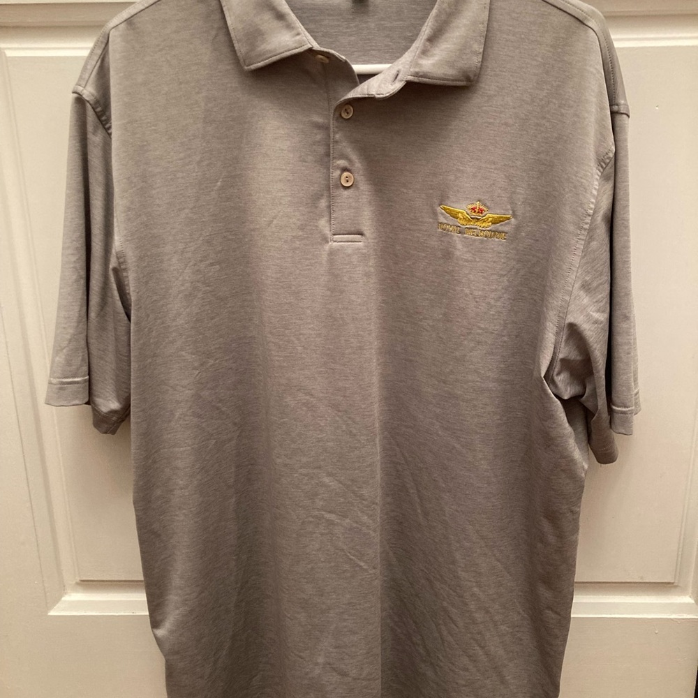 Peter Millar Gray Polo with Embroidered Royal Melbourne Emblem